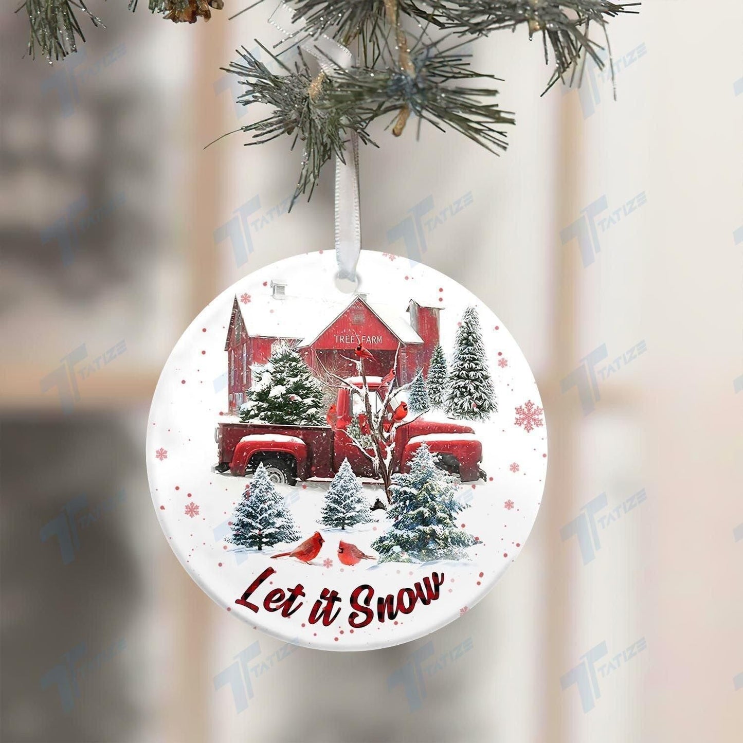 Cardinal Christmas Let It Snow Ornament, Happy Christmas Ornament, Christmas Gift, Christmas Decoration