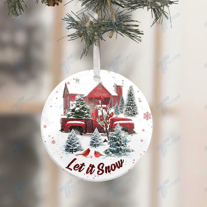 Cardinal Christmas Let It Snow Ornament, Happy Christmas Ornament, Christmas Gift, Christmas Decoration