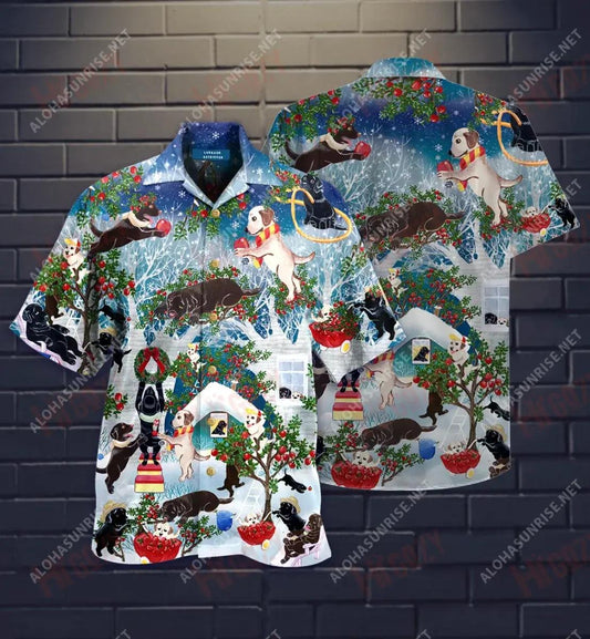 Labrador Retriever On Christmas Short Hawaiian Shirt Ocean Short Sleeve Best Hawaiian Shirts Hawaiian Shirts For Women, Hawaiian Shirt Gift, Christmas Gift