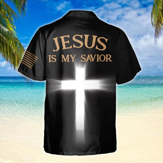 Lion And Bright Cross Pattern Jesus Is My Savior Hawaiian Shirt, Hawaiian Shirt Gift, Christmas Gift
