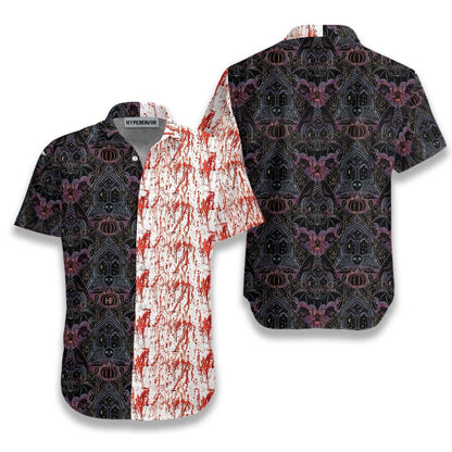 Gothic Halloween Blood Bat And Spider Dramatic Hawaiian Shirt, Hawaiian Shirt Gift, Christmas Gift