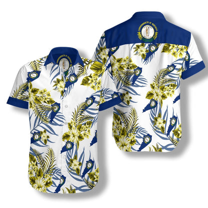 Kentucky Proud On White Background Pattern Hawaiian Shirt, Hawaiian For Gift