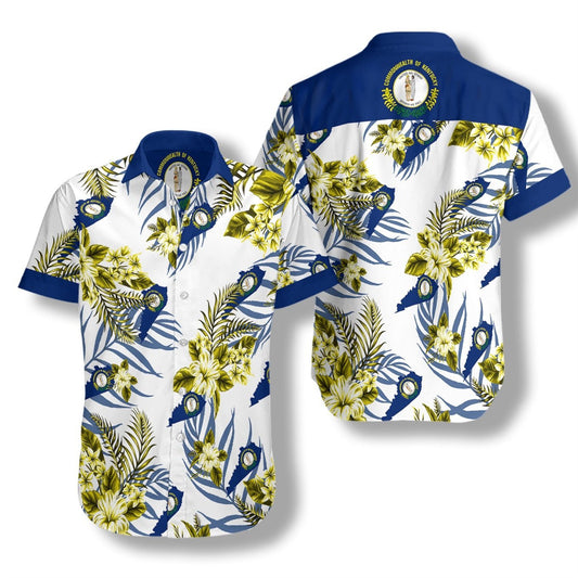 Kentucky Proud On White Background Pattern Hawaiian Shirt, Hawaiian For Gift