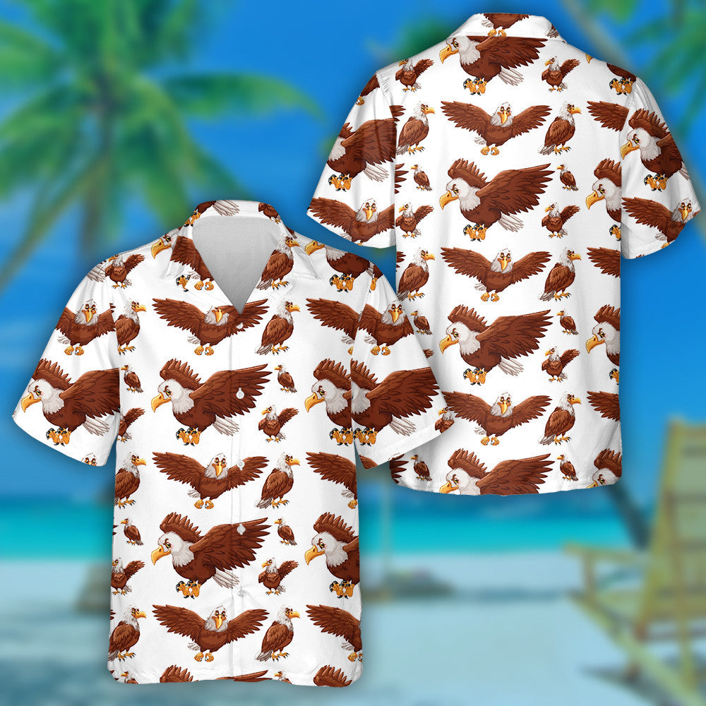 Funny Brown Eagle Flying And Sitting Hawaiian Shirt,Hawaiian Shirt Gift, Christmas Gift