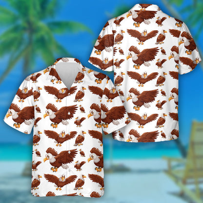 Funny Brown Eagle Flying And Sitting Hawaiian Shirt,Hawaiian Shirt Gift, Christmas Gift