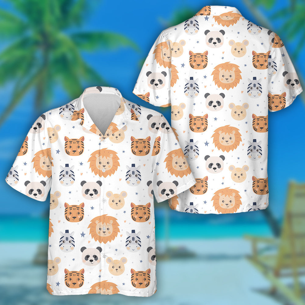 The Muzzle Of Lion Tiger Zebra Mouse And Panda Hawaiian Shirt, Hawaiian Shirt Gift, Christmas Gift