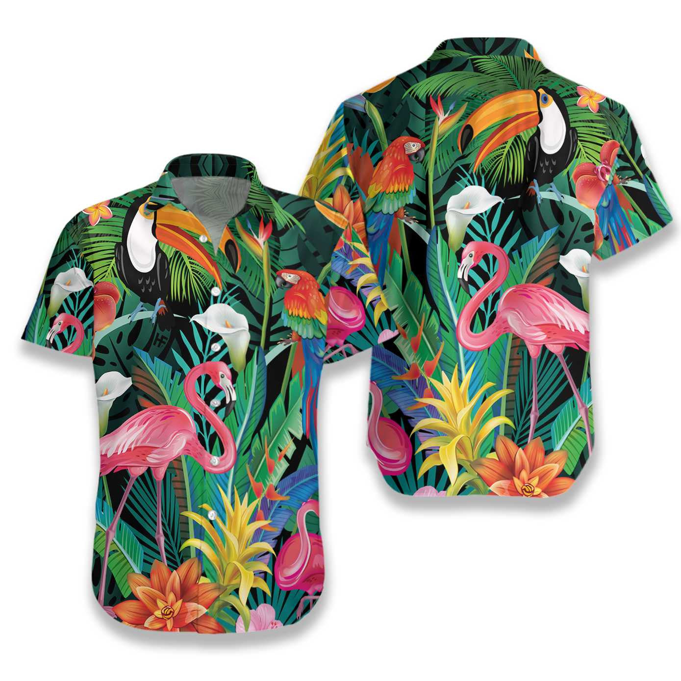 Flamingo Time Of Spring Design Hawaiian Shirt, Hawaiian Shirt Gift, Christmas Gift
