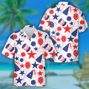 Various Shape Of Amrican Flag Icons On Blurred Background Hawaiian Shirt, Hawaiian Shirt Gift, Christmas Gift