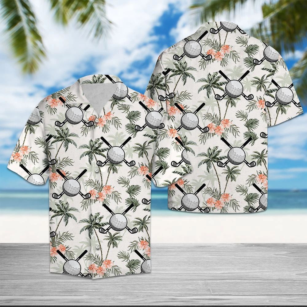 Golf Putter And Balls With Palm Trees Design Hawaiian Shirt, Hawaiian Shirt Gift, Christmas Gift