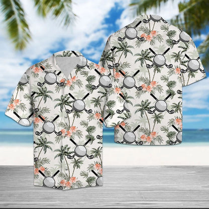 Golf Putter And Balls With Palm Trees Design Hawaiian Shirt, Hawaiian Shirt Gift, Christmas Gift