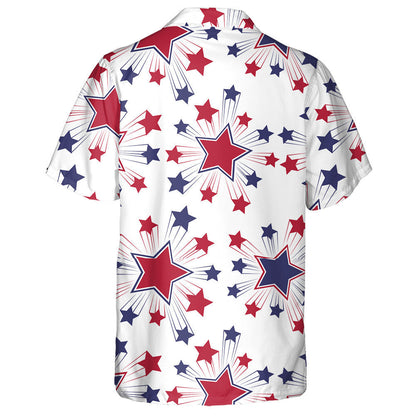 Patriotic Bright American Stars Symbols On White Background Hawaiian Shirt, Hawaiian Shirt Gift, Christmas Gift