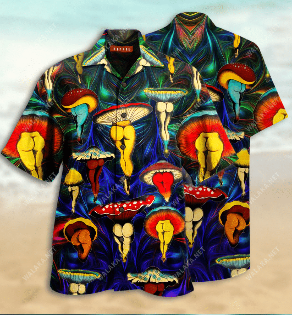 Hippie Magic Mushroom Unisex Hawaiian Shirt, Hawaiian Shirt Gift, Christmas Gift