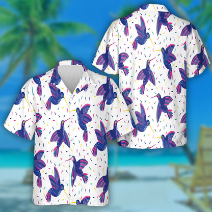 Flying Bird Colibri Hummingbird On White Background Hawaiian Shirt, Hawaiian Shirt Gift, Christmas Gift