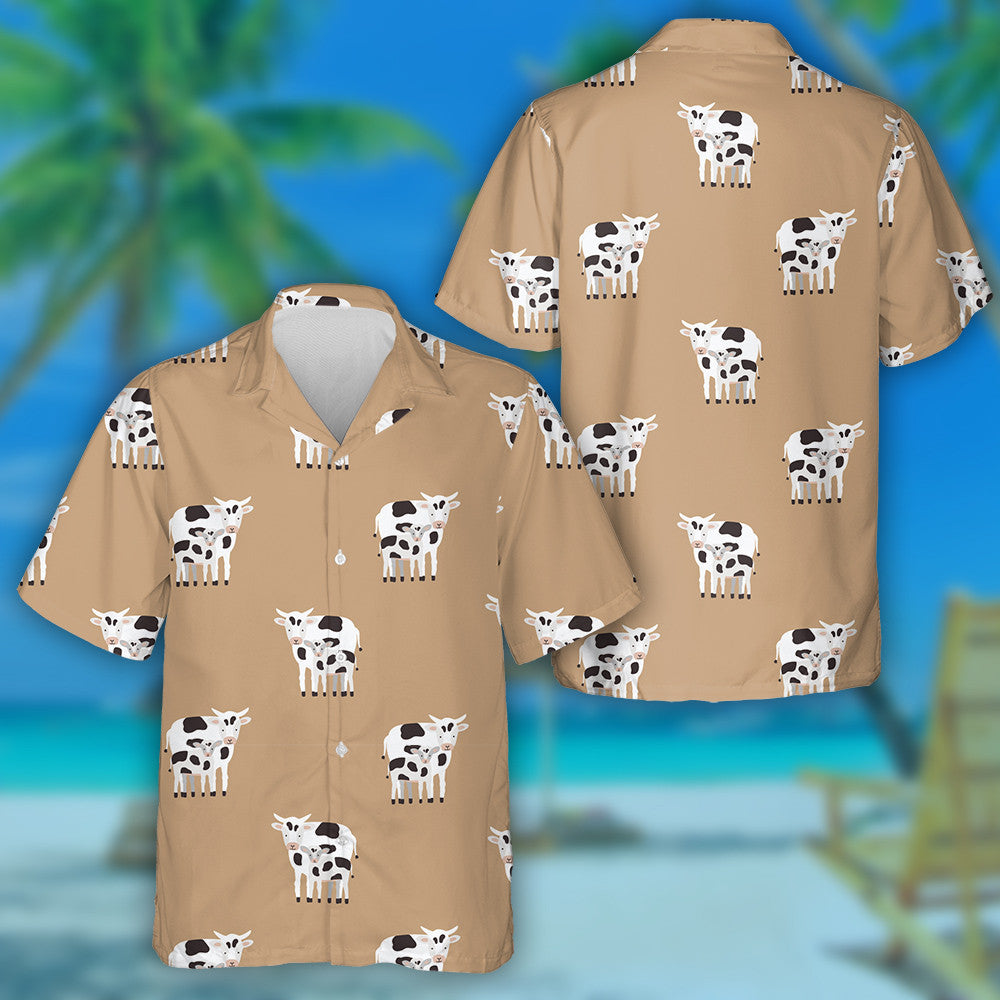 Cow And Calf Coated In Black And White Patches Hawaiian Shirt, Hawaiian Shirt Gift, Christmas Gift