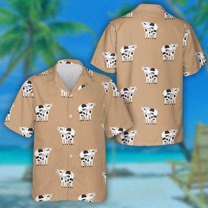 Cow And Calf Coated In Black And White Patches Hawaiian Shirt, Hawaiian Shirt Gift, Christmas Gift