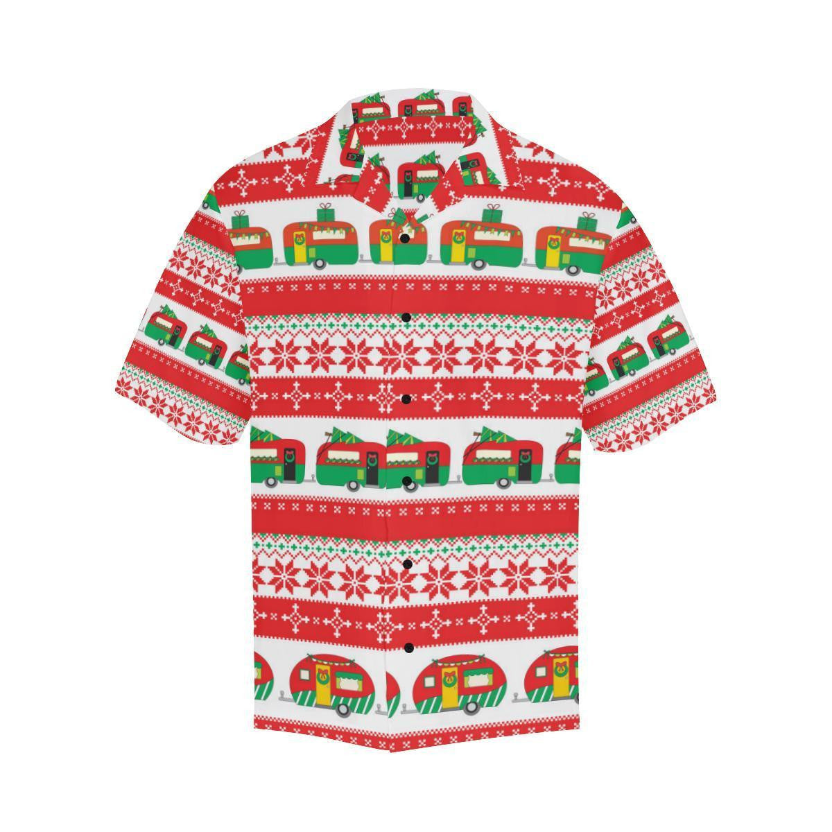 Camper Camping Ugly Christmas Red Design Hawaiian Shirt, Hawaiian Shirt Gift, Christmas Gift