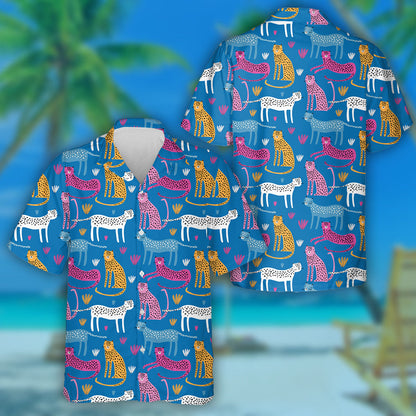 African Leopards Background In Green And Yellow Hawaiian Shirt, Hawaiian Shirt Gift, Christmas Gift