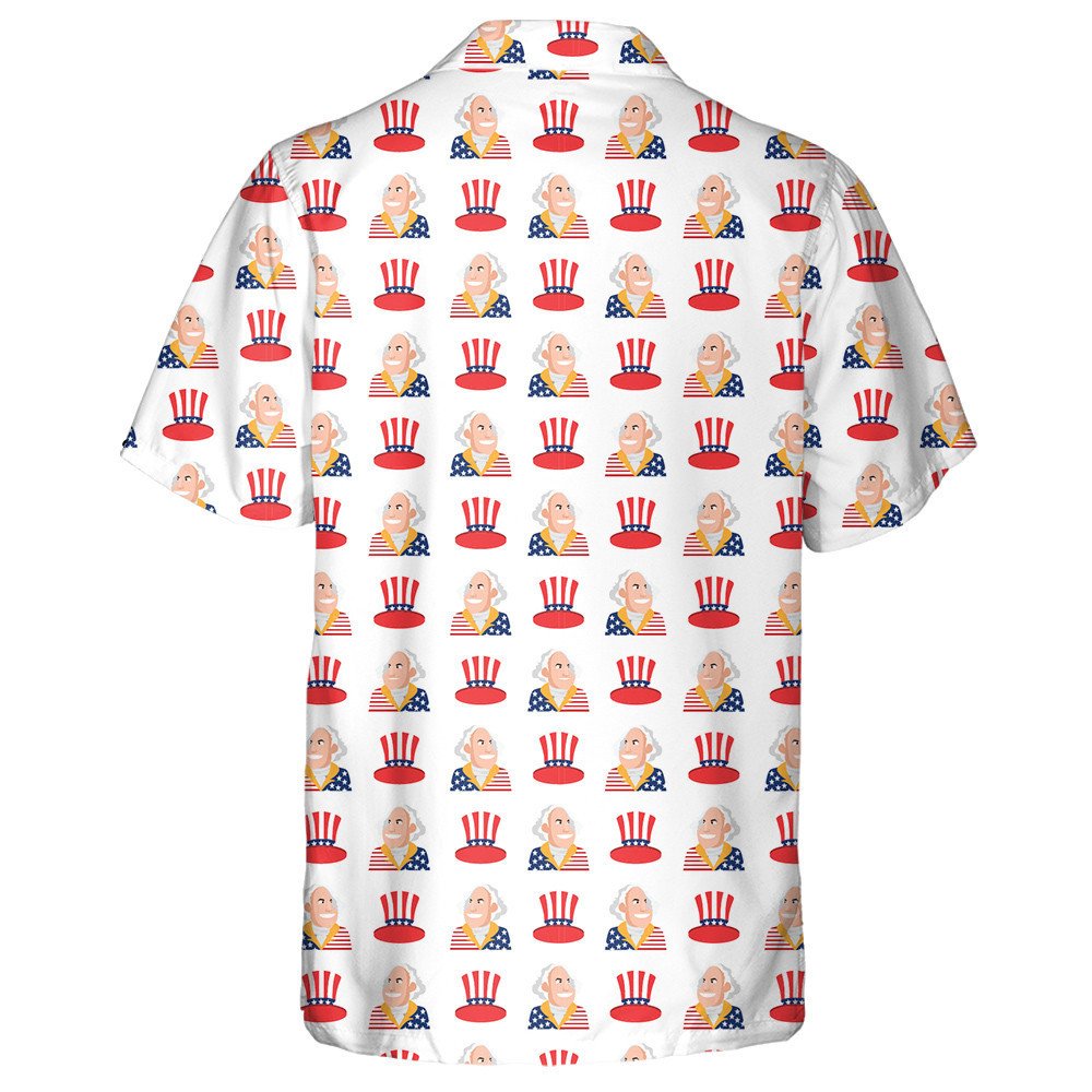 Cartoon George Washington And Uncle Sam Hat Pattern Hawaiian Shirt, Hawaiian Shirt Gift, Christmas Gift