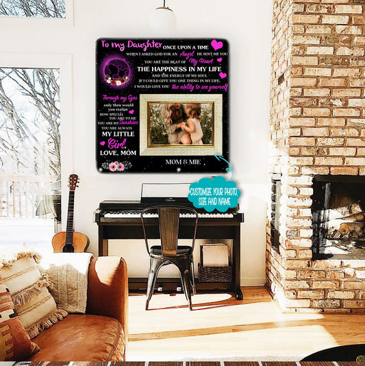 To my daughter once upon a time Mother & Daughter Engraved Wood Picture Frame Gift For Mother's Day