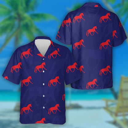 Realistic Hand Drawn Doodle Horses Line Art Hawaiian Shirt, Hawaiian Shirt Gift, Christmas Gift