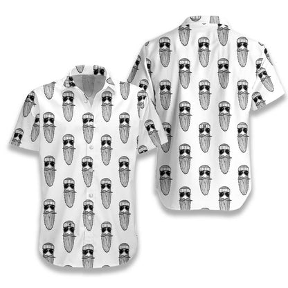 Beard Seamless Pattern Cute Pattern White Version Hawaiian Shirt, Hawaiian Shirt Gift, Christmas Gift