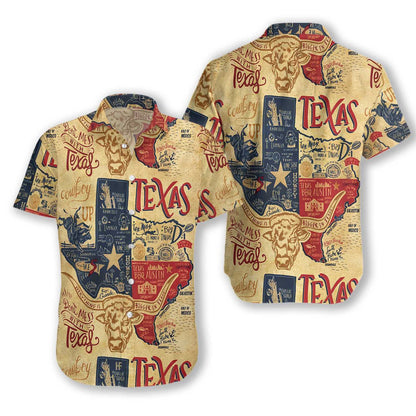 Vintage Background Don't Mess With Texas Longhorns Design Hawaiian Shirt, Hawaiian Shirt Gift, Christmas Gift