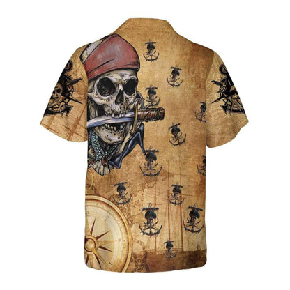 Captain Pirate With Knife Anchors Vintage Design Hawaiian Shirt, Hawaiian Shirt Gift, Christmas Gift