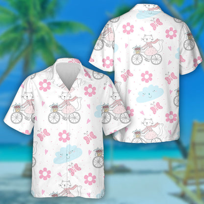 Cartoon Style Horse And Red Flowers Hawaiian Shirt, Hawaiian For Gift