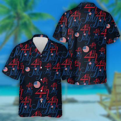 Beautiful Typography 4th Of July And Circle Flag Pattern Hawaiian Shirt, Hawaiian Shirt Gift, Christmas Gift