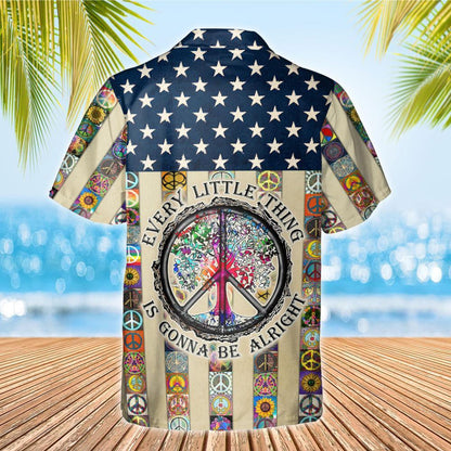 Nice Peace Sign Hippie USA Flag Design Hawaiian Shirt, Hawaiian Shirt Gift, Christmas Gift