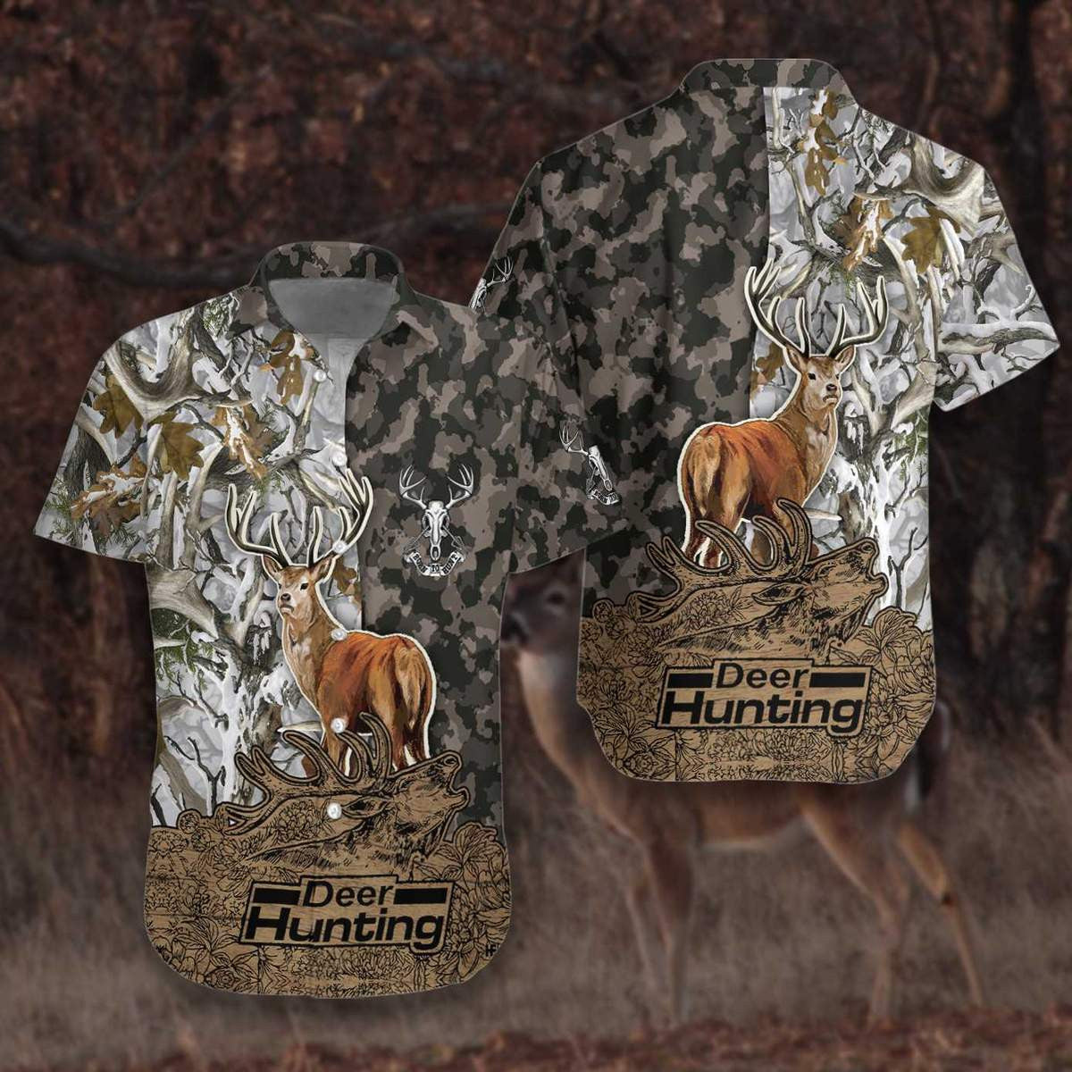 Deer Camouflage Bow Hunting Pattern Hawaiian Shirt,Hawaiian Shirt Gift, Christmas Gift