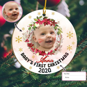 Baby's First Christmas Personalized Circle Custom Ornament, Christmas Ornament Gift, Christmas Gift, Christmas Decoration