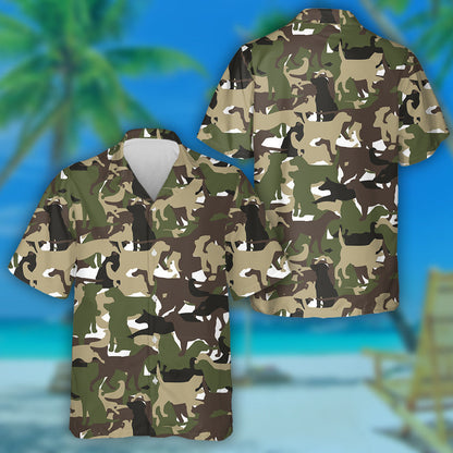 Modern Green Camouflage Dog Army Style Hawaiian Shirt, Hawaiian Shirt Gift, Christmas Gift