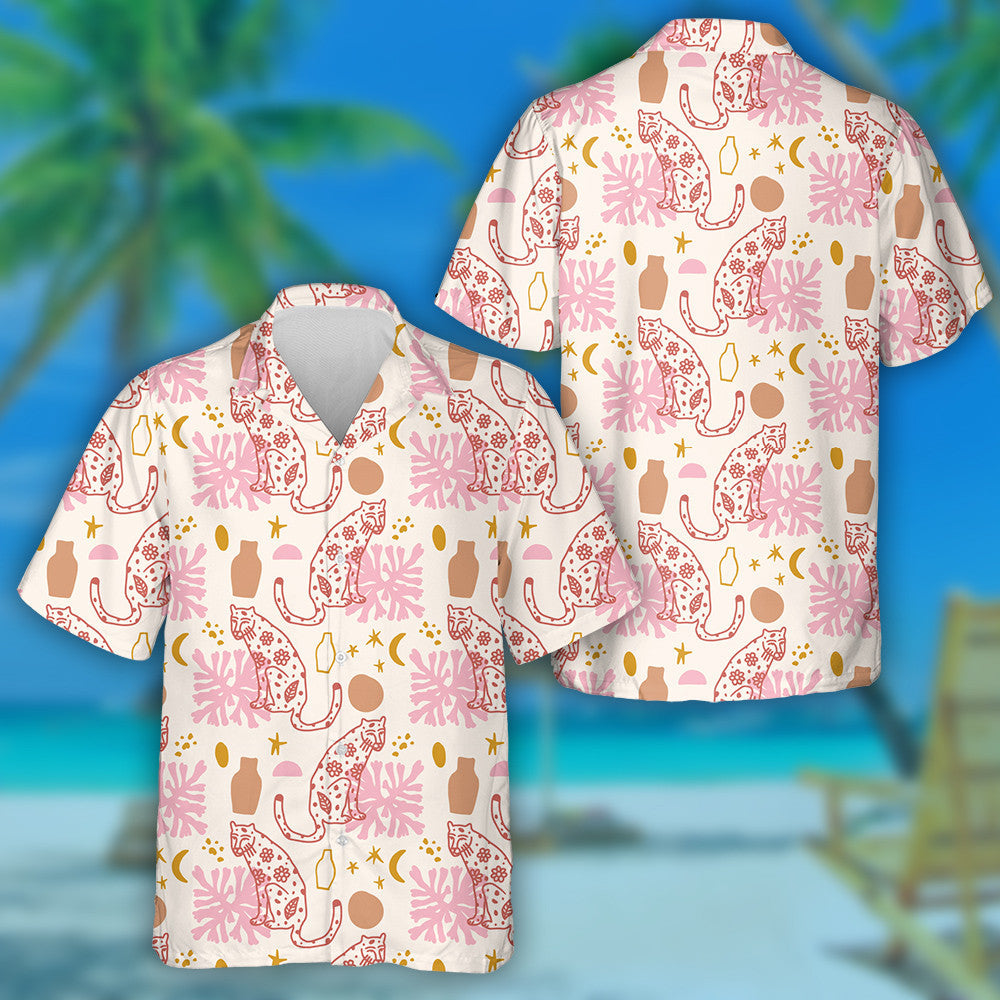 Wild African Leopard With Wild Cats Doodle Drawings Hawaiian Shirt, Hawaiian Shirt Gift, Christmas Gift