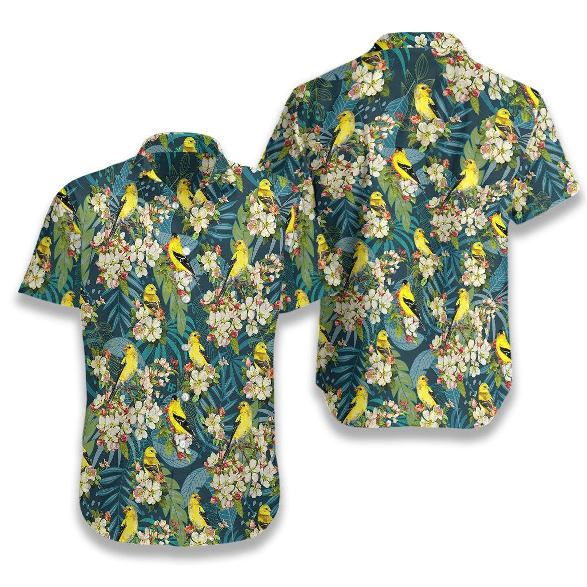Goldfinches And Apple Blossoms Painting Art Pattern Hawaiian Shirt, Hawaiian Shirt Gift, Christmas Gift