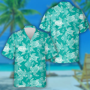 Abstract White Turtle Fish And Bubbles Hawaiian Shirt, Hawaiian For Gift