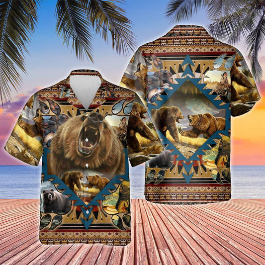 Classic Design Hawaiian Shirt Bear Native American, Hawaiian For Gift
