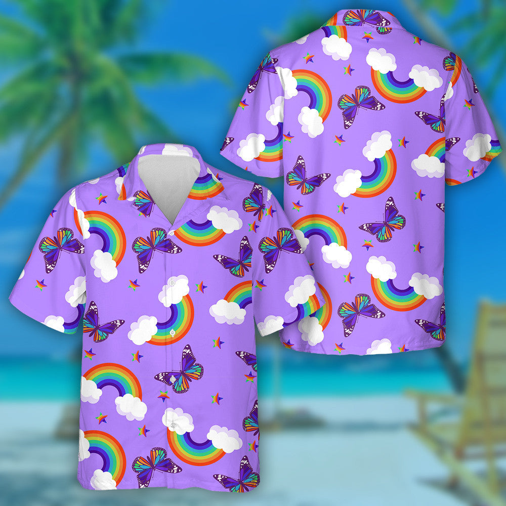 Theme Fantasy Rainbows Butterflies And Stars Hawaiian Shirt,Hawaiian Shirt Gift, Christmas Gift