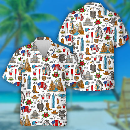 National Colored Symbols Of United States Of America Hawaiian Shirt, Hawaiian Shirt Gift, Christmas Gift