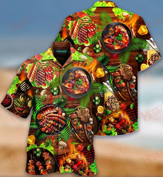 Chilling And Grilling Barbecue Unisex Hawaiian Shirt Hobbies Short Sleeve Tactical Hawaiian Shirt Hawaiian Shirts For Men, Hawaiian Shirt Gift, Christmas Gift