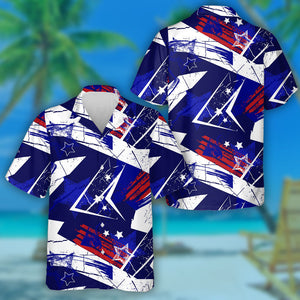 Abstract American Star Grunge Geometric Painting Hawaiian Shirt, Hawaiian Shirt Gift, Christmas Gift