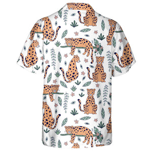 Wild African Leopard Jungle Plants And Flowers Hawaiian Shirt, Hawaiian Shirt Gift, Christmas Gift