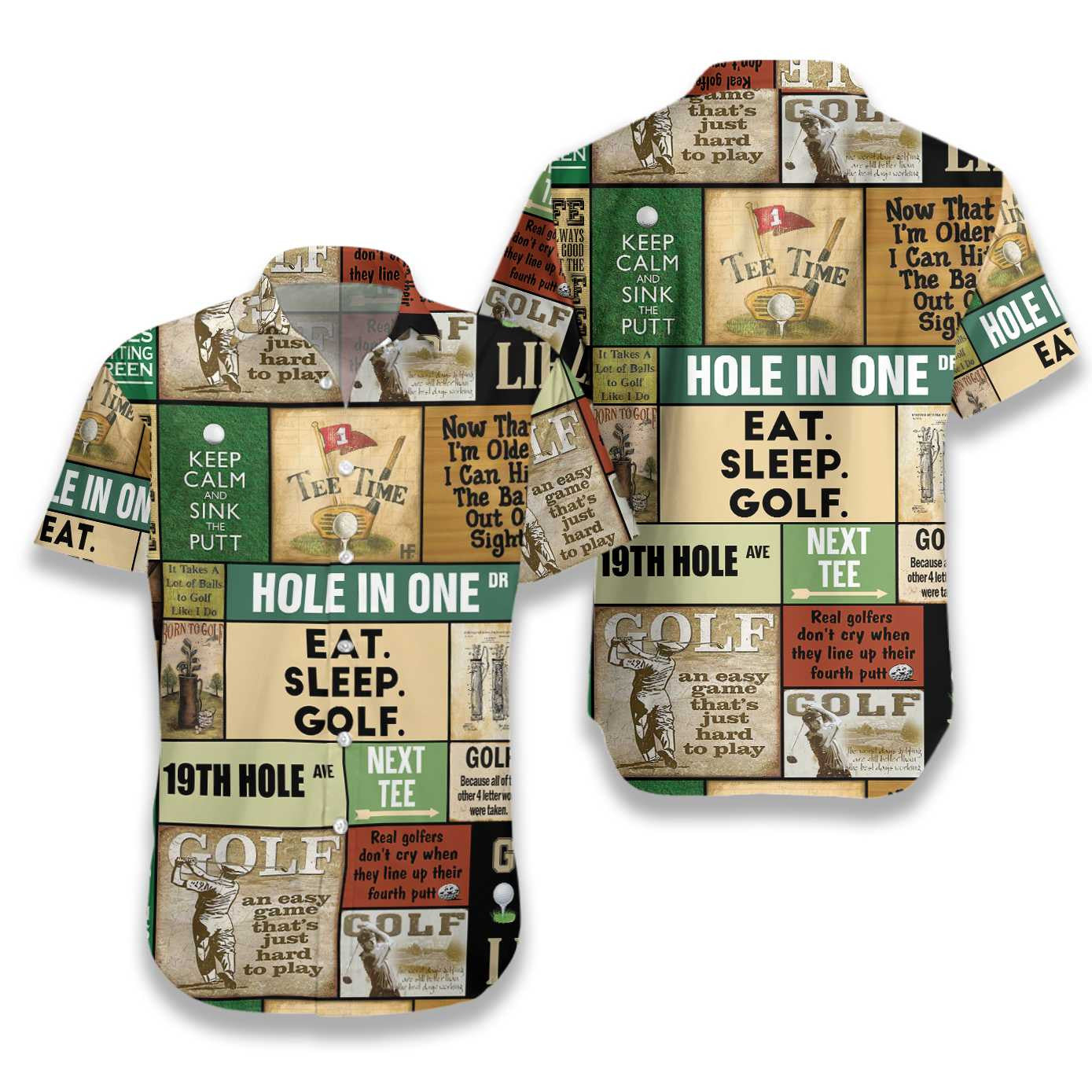 Golf Vintage Pattern With Unique Order Design Hawaiian Shirt, Hawaiian Shirt Gift, Christmas Gift