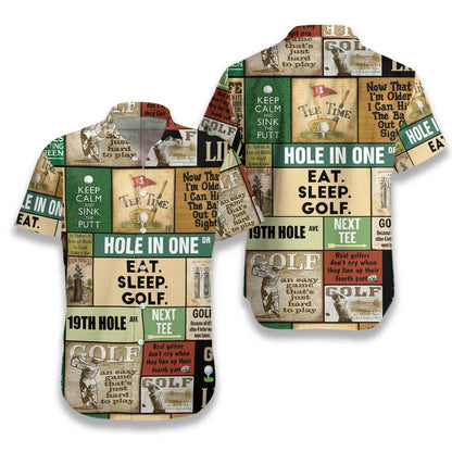 Golf Vintage Pattern With Unique Order Design Hawaiian Shirt, Hawaiian Shirt Gift, Christmas Gift