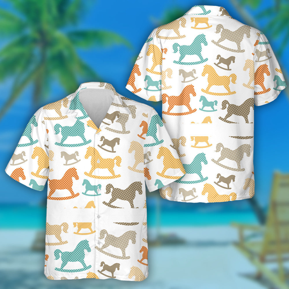 Rocking Horse In A Dots Cartoon Hawaiian Shirt,Hawaiian Shirt Gift, Christmas Gift