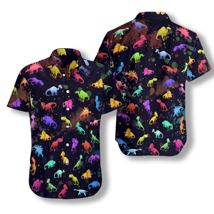 Colorful Seamless Dinosaurs Pattern Pattern Hawaiian Shirt, Hawaiian For Gift