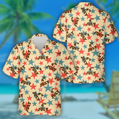 Majestic Beige Background With American Stars For 4th July Hawaiian Shirt, Hawaiian Shirt Gift, Christmas Gift