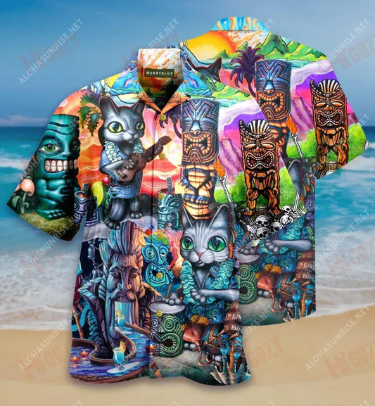 It'S Tiki Time Unisex Hawaiian Shirt Vacation Short Sleeve Tactical Hawaiian Shirt Hawaiian Shirts For Men, Hawaiian Shirt Gift, Christmas Gift