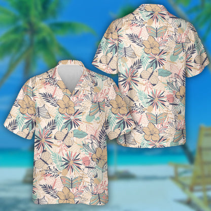 Pretty Theme Mystical Butterfly And Flowers Retro Style Hawaiian Shirt, Hawaiian Shirt Gift, Christmas Gift
