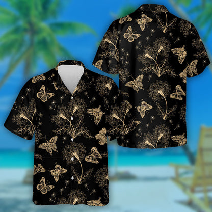 Theme Butterflies And Dandelions Of Gold Hawaiian Shirt,Hawaiian Shirt Gift, Christmas Gift